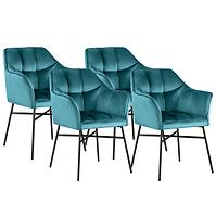 Stuhl Rimini Velvet - Türkis/ Füß Schwarz - 4 St.