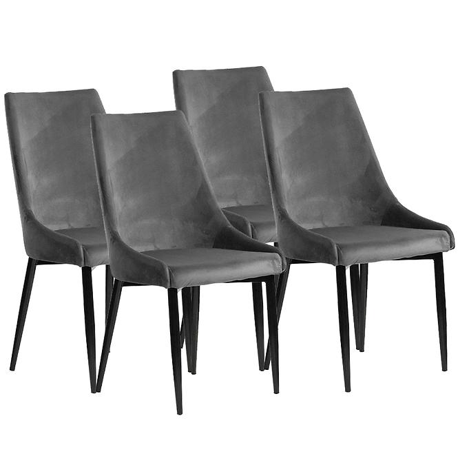 Stuhl Luis Velvet Grau/ Füß Schwarz – 4 St.