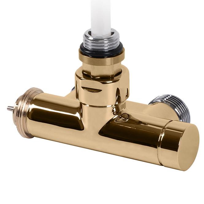 Eck-Thermostatventil mit Tauchrohr rechts 50 Gold GZ 1/2