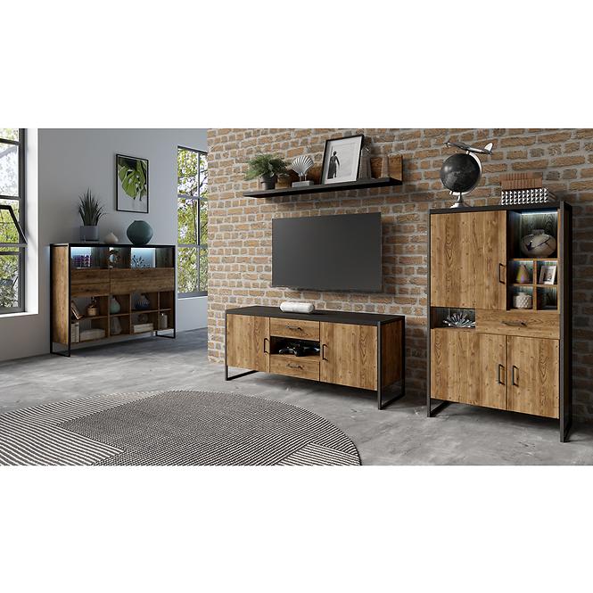 Vitrine Tarabo 05 1D1S appenzeller fichte-schwarz matt