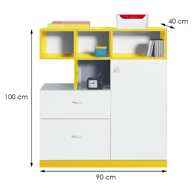 Kommode Mobi MO-9 weiß / gelb