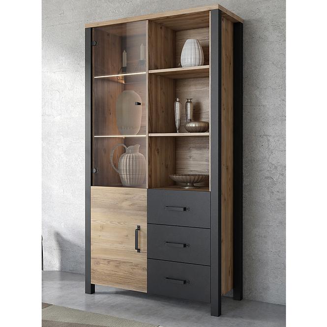 Vitrine Olin 13 2D Appenzeller Fichte / schwarz