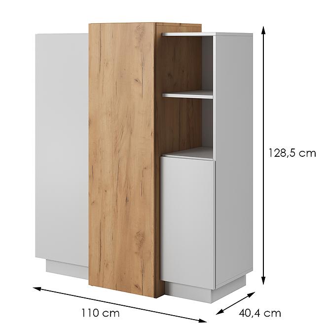 Kommode 3D E Weiß/Eiche Craft Gold