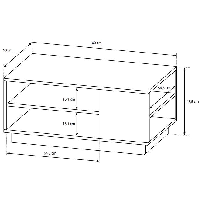 Couchtisch 3D G Weiß/Eiche Craft Gold