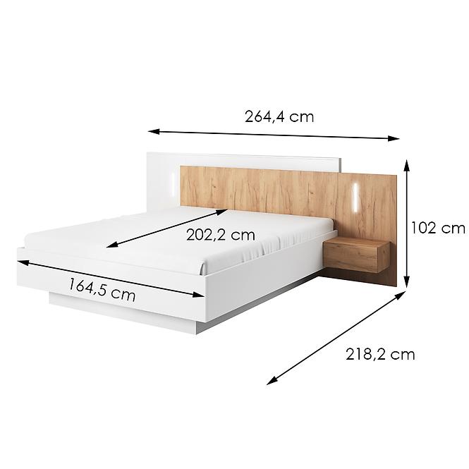 Bett 3D B Weiß/Eiche Craft Gold