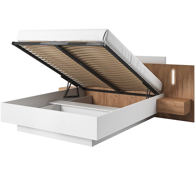Bett 3D B Weiß/Eiche Craft Gold