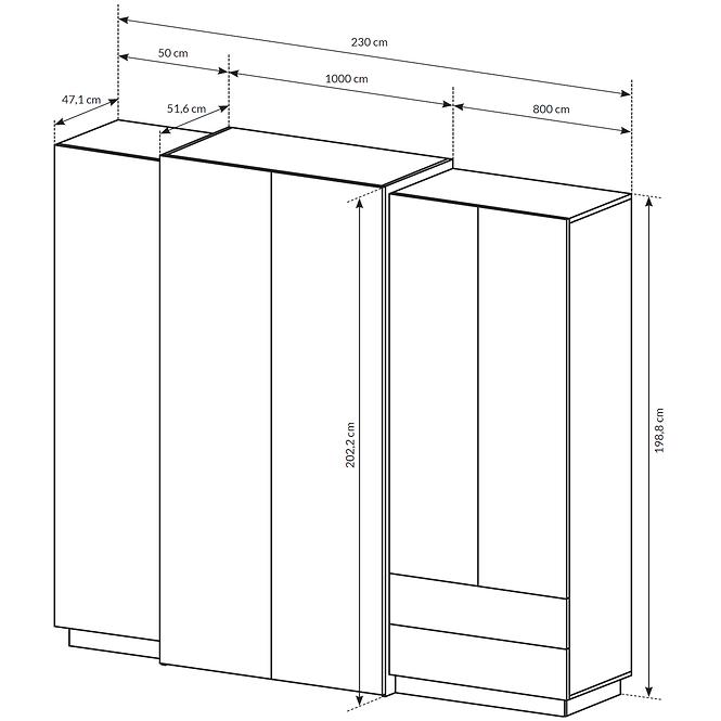 Schrank 3D A Weiß/Eiche Craft Gold
