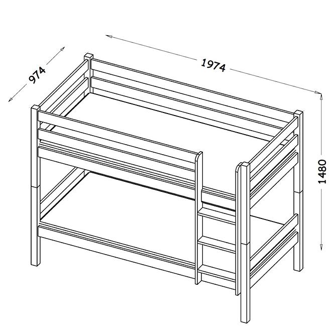 Etagenbett Adara 190x90 Weißkiefer