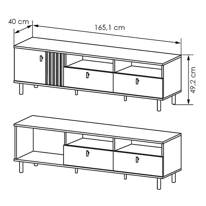 TV Tisch Madis 165 B eiche artisan/anthrazit