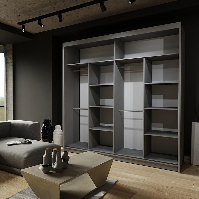 Schrank Royal 203 weiß/lamellen grau