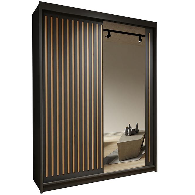 Schrank Royal 150 schwarz/lamellen wotan
