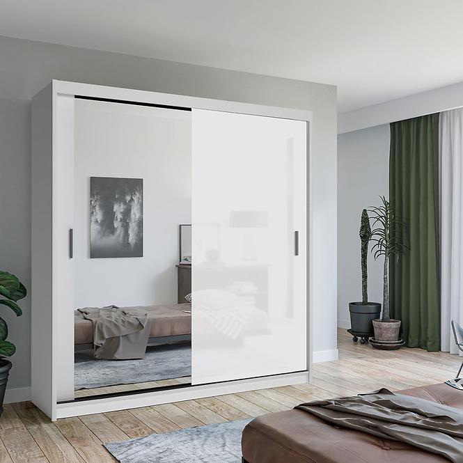 Schrank Lux 203 weiß + 1 x spiegel /  1 x weiß glanz