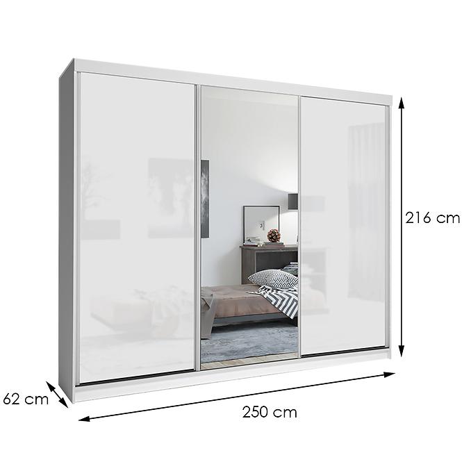 Schrank Lux 250 weiß/1 x spiegel/2 x weiß glanz