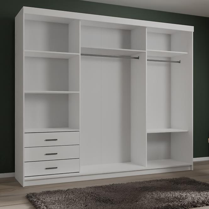 Schrank Lux 250 weiß/1 x spiegel/2 x weiß glanz