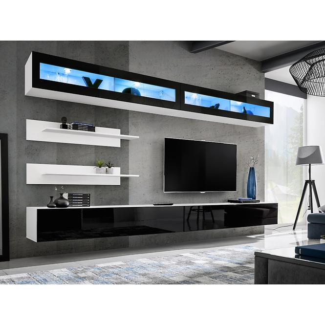 Hängender Schrank Fly 51+Glas Schwarz / Weiß WS FY 51
