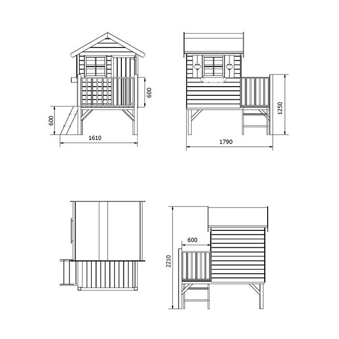 Kindergartenhaus Tomek mit Rutsche 174x123x212 cm