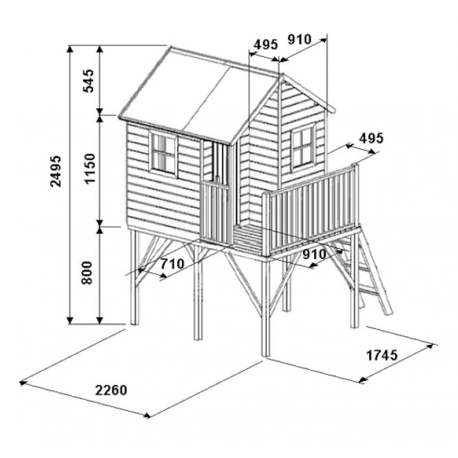 Kindergartenhaus Jerzyk mit Rutsche 175x226x250.5 cm