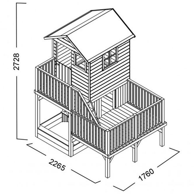 Kindergartenhaus Hubert mit Rutsche 60 176x516x273 cm