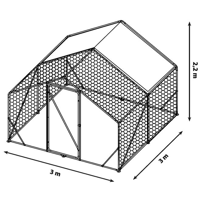 Hühnerkäfig aus Metall 300x300x220 cm