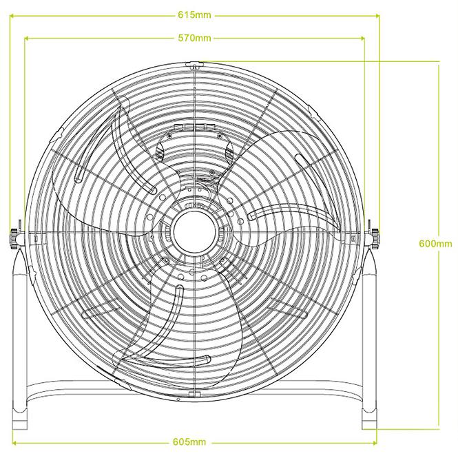 Ventilator aus Metall  19,5” VO0548 Chrom,3
