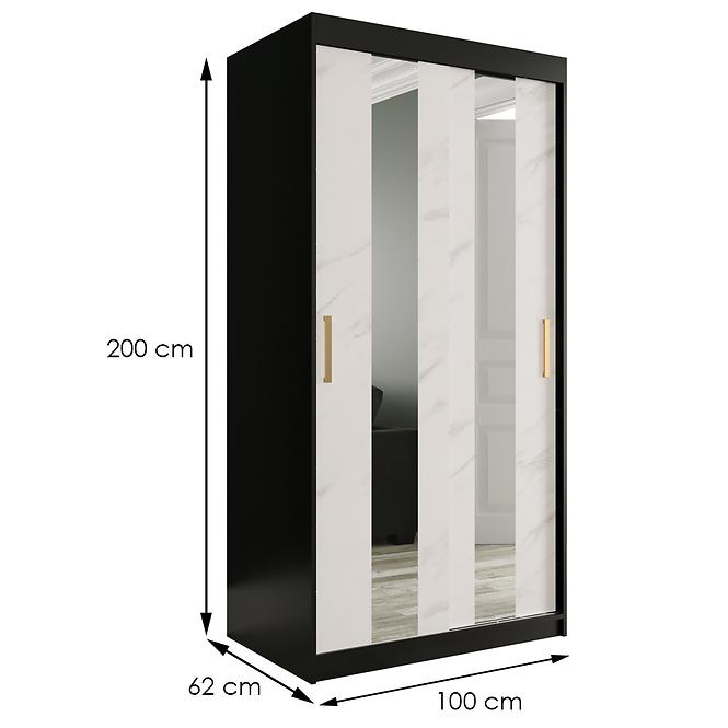 Schrank MARMUR POLE 100 schwarz/marmor weiß