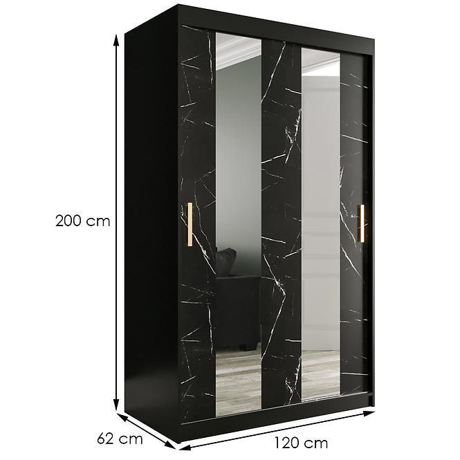 Schrank MARMUR POLE 120 schwarz/marmor schwarz