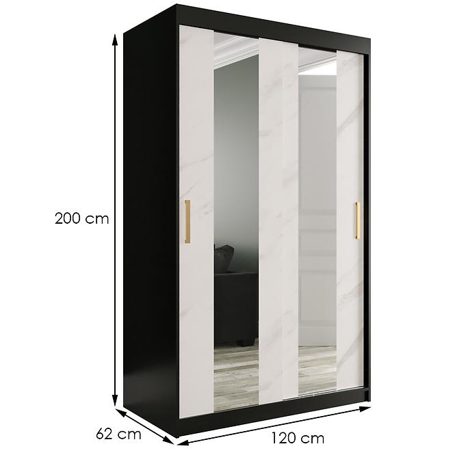 Schrank MARMUR POLE 120 schwarz/marmor weiß