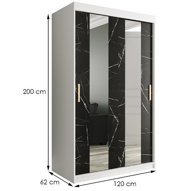 Schrank MARMUR POLE 120 weiß/marmor schwarz,2
