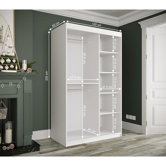 Schrank MARMUR POLE 120 weiß/marmor schwarz,4