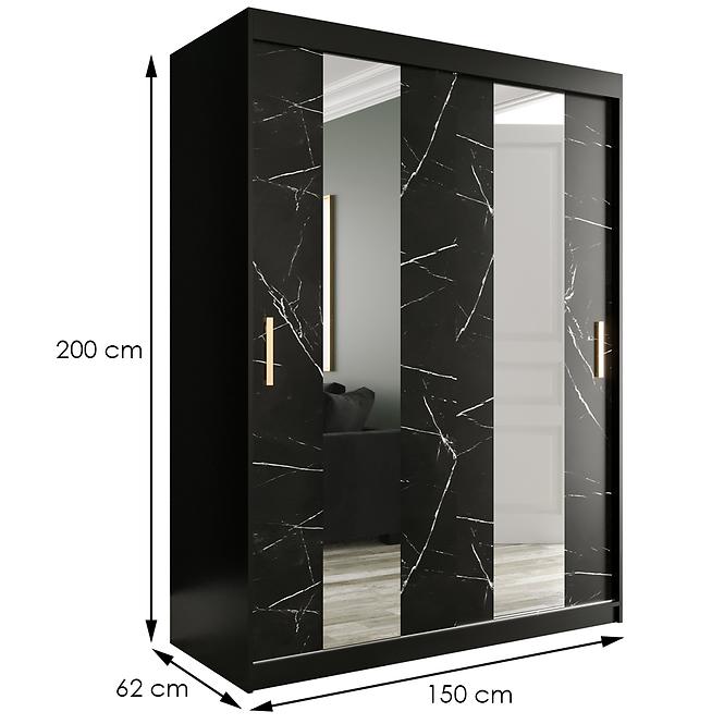 Schrank MARMUR POLE 150 schwarz/marmor schwarz,2