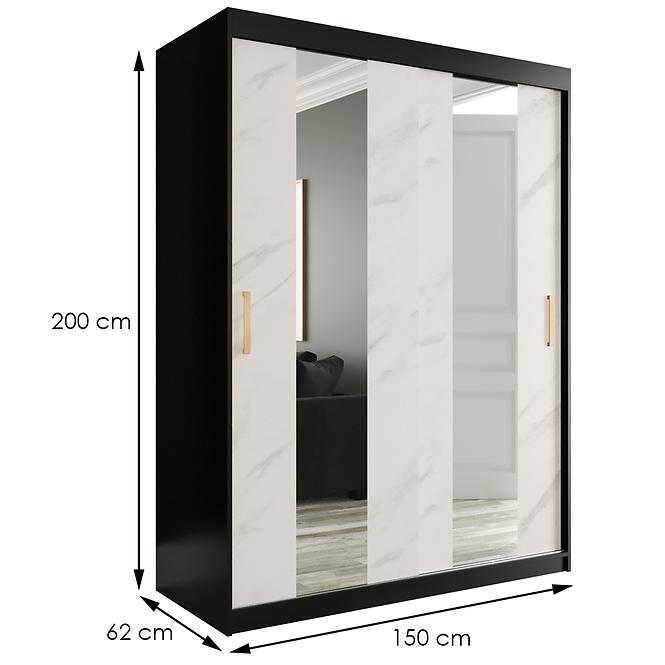 Schrank MARMUR POLE 150 schwarz/marmor weiß,2