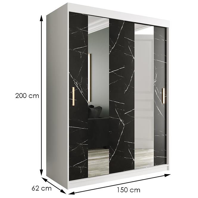 Schrank MARMUR POLE 150 weiß/marmor schwarz