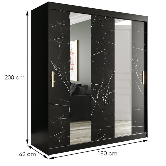Schrank MARMUR POLE 180 schwarz/marmor schwarz,2
