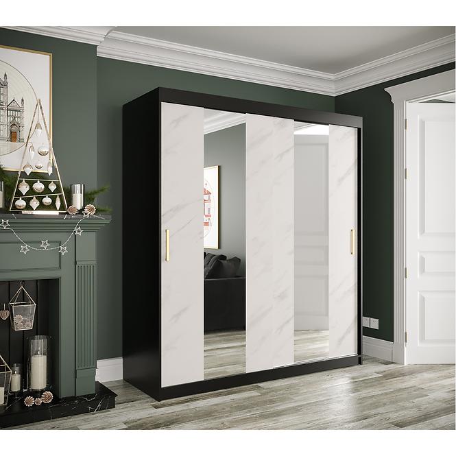 Schrank MARMUR POLE 180 schwarz/marmor weiß