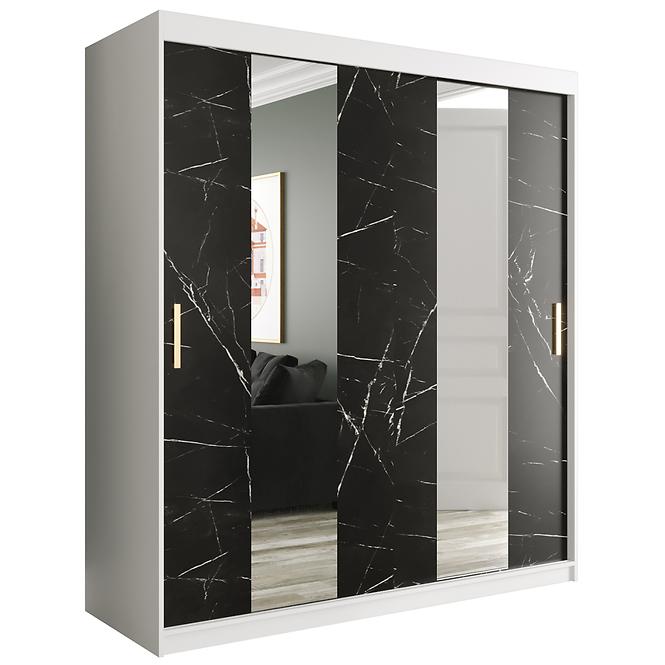 Schrank MARMUR POLE 180 weiß/marmor schwarz