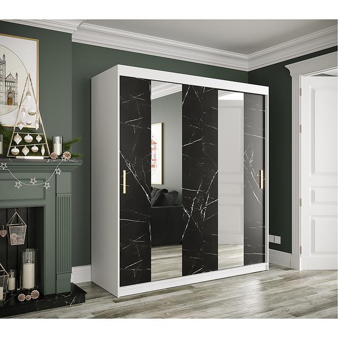 Schrank MARMUR POLE 180 weiß/marmor schwarz,3