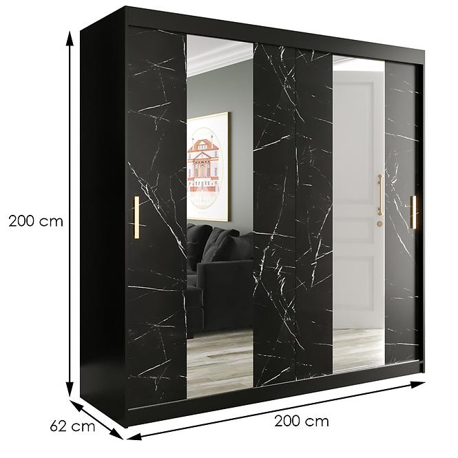 Schrank MARMUR POLE 200 schwarz/marmor schwarz,2