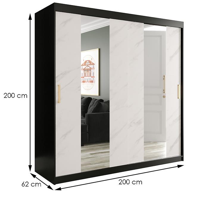 Schrank MARMUR POLE 200 schwarz/marmor weiß