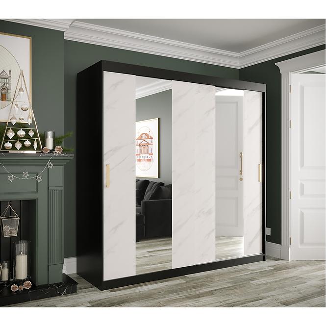 Schrank MARMUR POLE 200 schwarz/marmor weiß