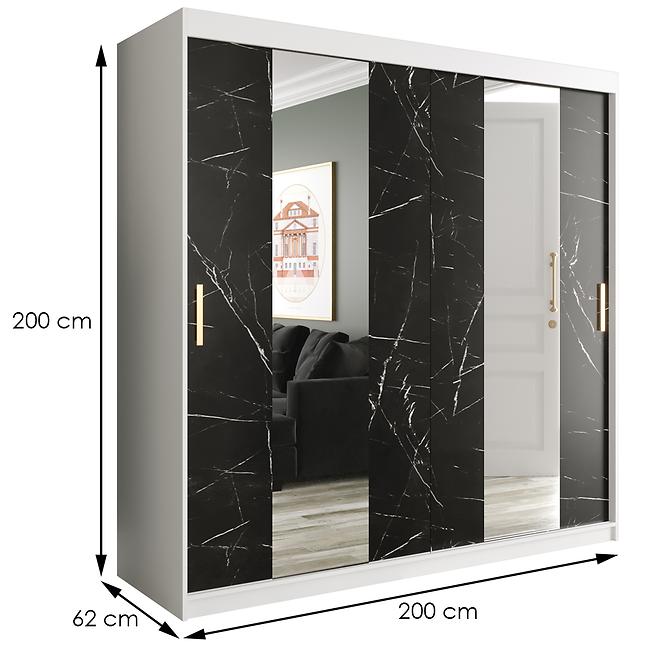 Schrank MARMUR POLE 200 weiß/marmor schwarz,2