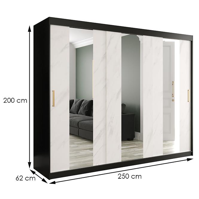 Schrank MARMUR POLE 250 schwarz/marmor weiß