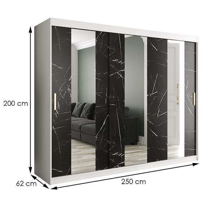 Schrank MARMUR POLE 250 weiß/marmor schwarz