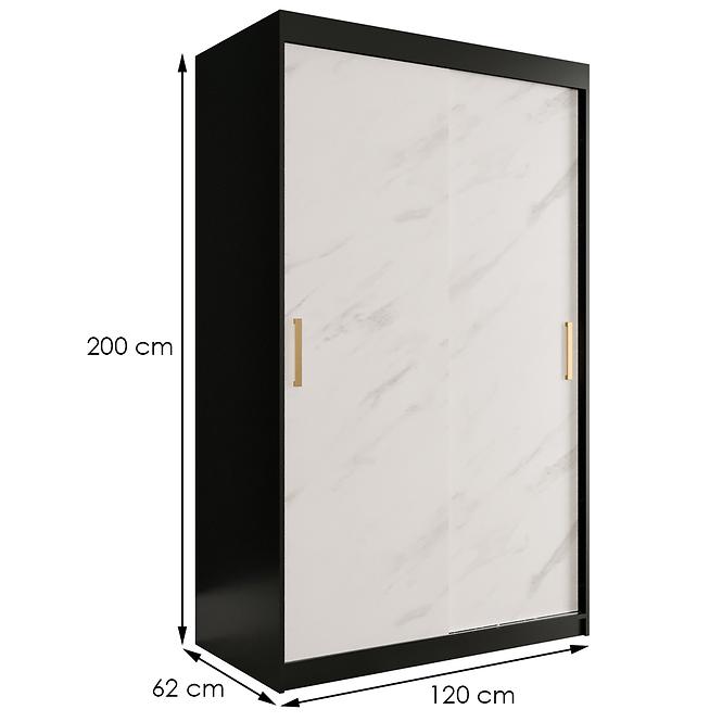 Schrank MARMUR T 120 schwarz/marmor weiß