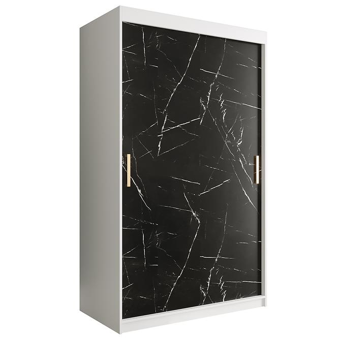 Schrank MARMUR T 120 weiß/marmor schwarz