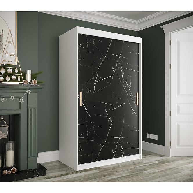 Schrank MARMUR T 120 weiß/marmor schwarz