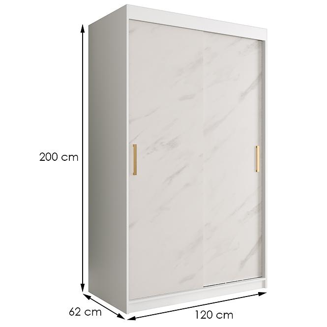 Schrank MARMUR T 120 weiß/marmor weiß