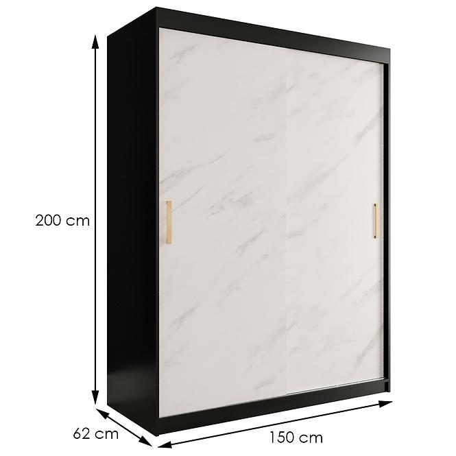 Schrank MARMUR T 150 schwarz/marmor weiß,2