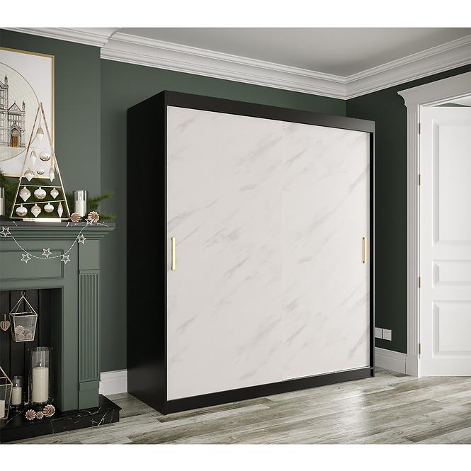 Schrank MARMUR T 180 schwarz/marmor weiß,3
