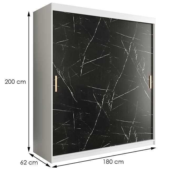 Schrank MARMUR T 180 weiß/marmor schwarz,2