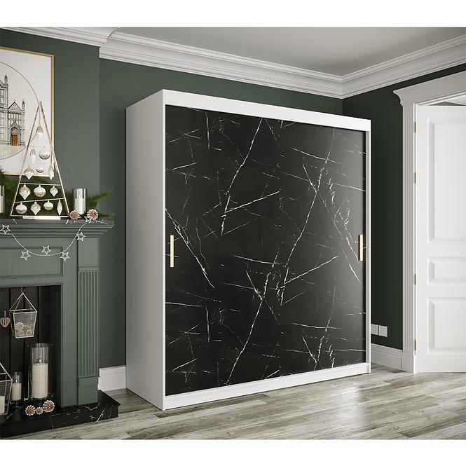 Schrank MARMUR T 180 weiß/marmor schwarz,3